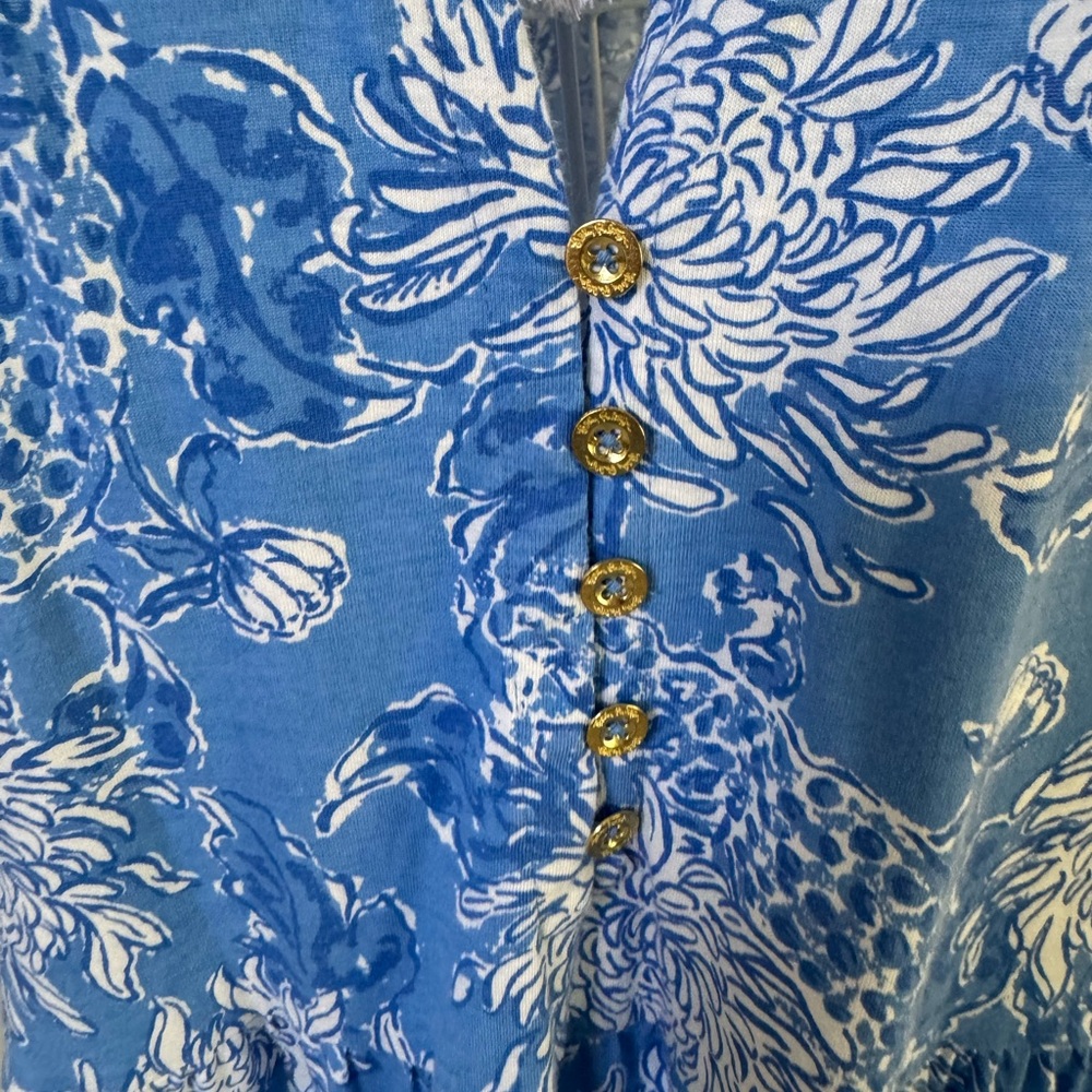 Lilly Pulitzer Malone Maxi Dress Las Olas Aqua Strong Current Sea Sz L - Picture 5 of 12